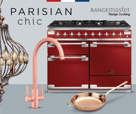 RangemasterUK's tweet photo. Design a kitchen everyone will j‘adore by incorporating copper accessories, distressed painted cabinetry, our Rangemaster Elise with its French-inspired design and our brand new brushed copper Intense tap! The perfect Parisian chic kitchen that will be adored for years to come! https://t.co/sm4272Mr6w