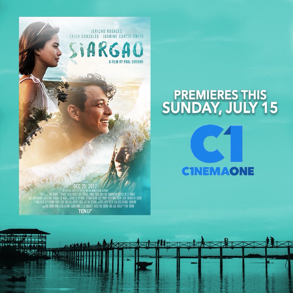Surf’s up! Catch the waves this Sunday, July 15, as SIARGAO, starring <a href="/jericho_rosales/">Jericho Rosales</a>, Erich Gonzales, <a href="/jascurtissmith/">Jasmine Curtis-Smith</a> &amp; <a href="/lukelandrigan/">LukeLandrigan</a>, premieres on Cinema One’s Blockbuster Sunday at 7PM! 🌊