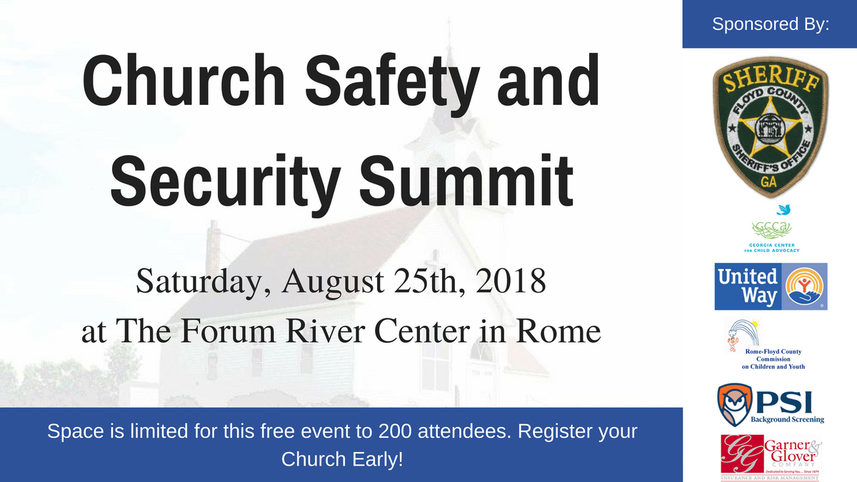 We invite you to attend our FREE Church Safety and Security Summit- Aug. 25, 2018 from 8AM to 3PM. Lunch is included.  Follow the link to register: facebook.com/events/1507698…