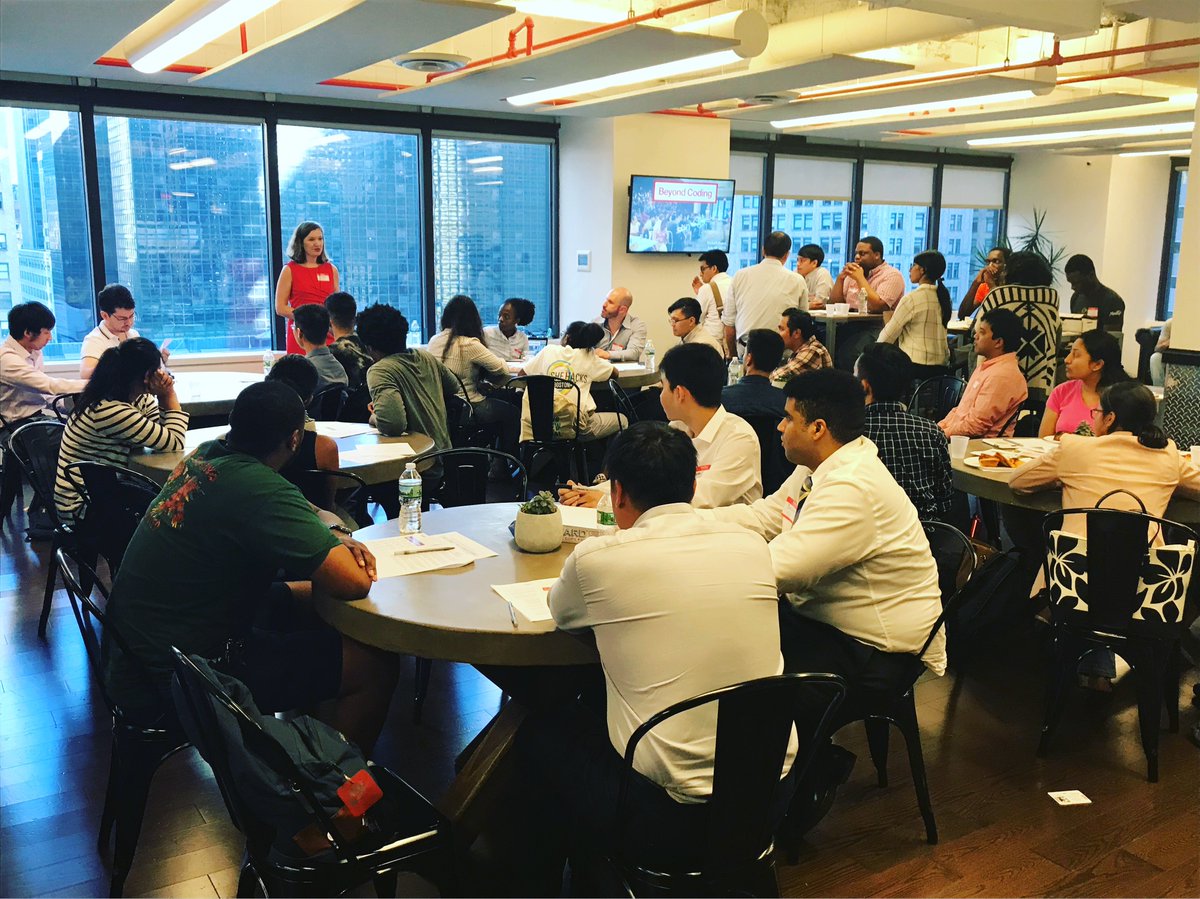 bethanymarz's tweet photo. Last night we kicked off the 4th year of #BeyondCodingNYC, a program that teaches college students professional skills they need in their coding careers. Can't thank enough the amazing people at @StackOverflow @Meetup @Foursquare @Google and more who make this happen each year. https://t.co/JGI4UolXQC