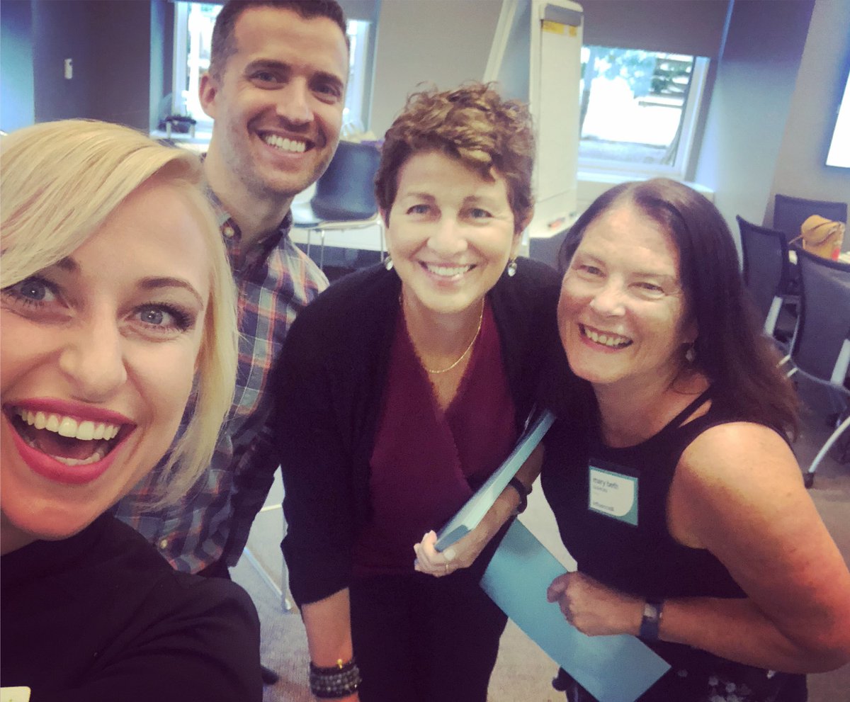 mackenzienbcu's tweet photo. SO excited to have our Own the Room facilitators here today to inspire our INFLUENCErs! @bmaslow and I pictured here with a few of our #fab professionals Mary Beth &amp; Robin! Excited to finish with a BANG! #influenceNBCU #finaletime @talentlabnbcu @OwnTheRoomNOW https://t.co/0CqlDf9jwg