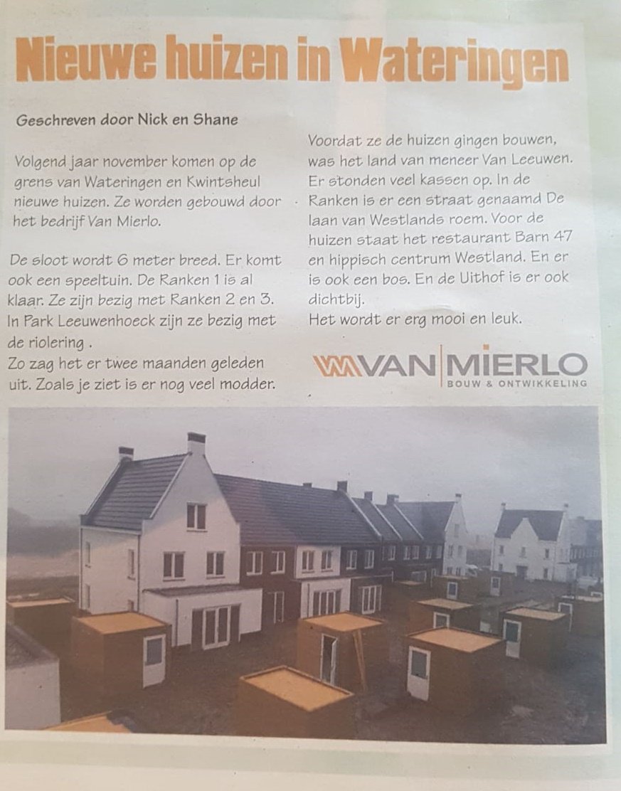 VanMierloBouw's tweet photo. Leuk artikel in de kinderkrant van Wateringen en Kwintsheul over woonbuurt De Ranken! #kinderkrant #Wateringen #Kwintsheul #nieuwbouw #Westland https://t.co/JUqTKry7kR