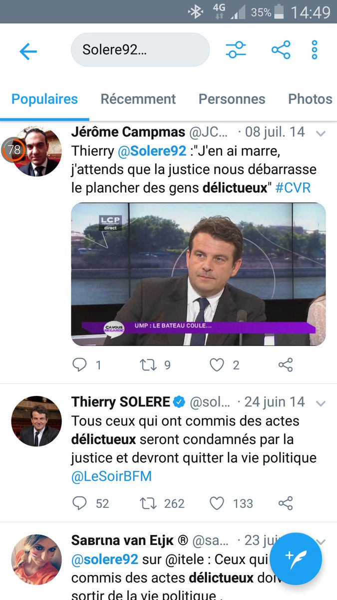 AnnaDelbar's tweet photo. J'adore ce screen qui regroupe Thierry Solere le visionnaire et ses retweeteurs officiels @JCampmas et @sabje2410 qui m'ont reniée pour soi-disant, n'avoir pas respecté l'idole.
Etait-il respectable ?
Immunité levée, bye bye @Solere92
Jérôme et Sabrina, vos voeux bientôt exaucés https://t.co/QppM2uuyiU