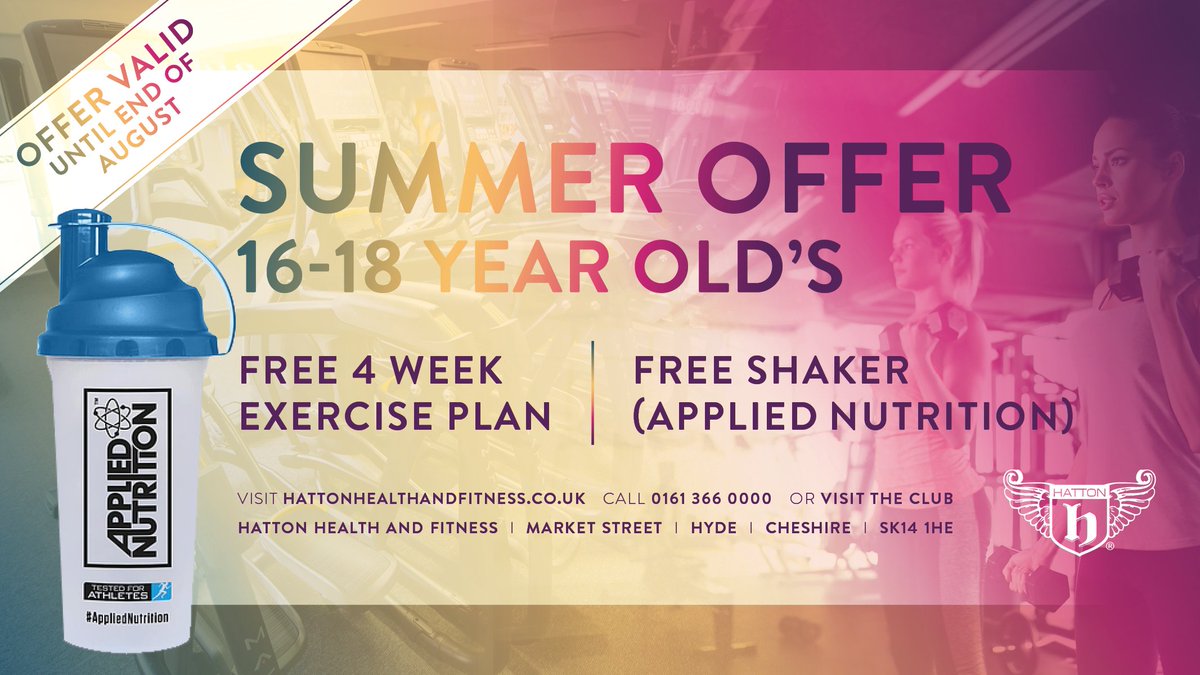 ☀️ SCHOOL SUMMER LEAVERS ☀️

Looking to keep fit and stay active this summer? We have the offer for you! Join between now and the end of August and receive a FREE 4 week gym plan and Applied Nutrition shaker (including samples).