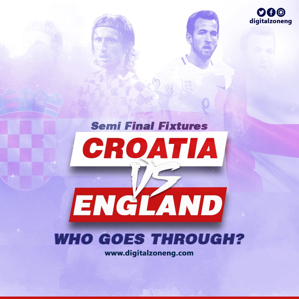 DigitalZoneNG's tweet photo. Tonight, it's Croatia vs England at the FIFA World Cup Semi-Final. Who do you tip to win tonight's game?? 🇬🇧🇭🇷 https://t.co/BXdo09RLNE