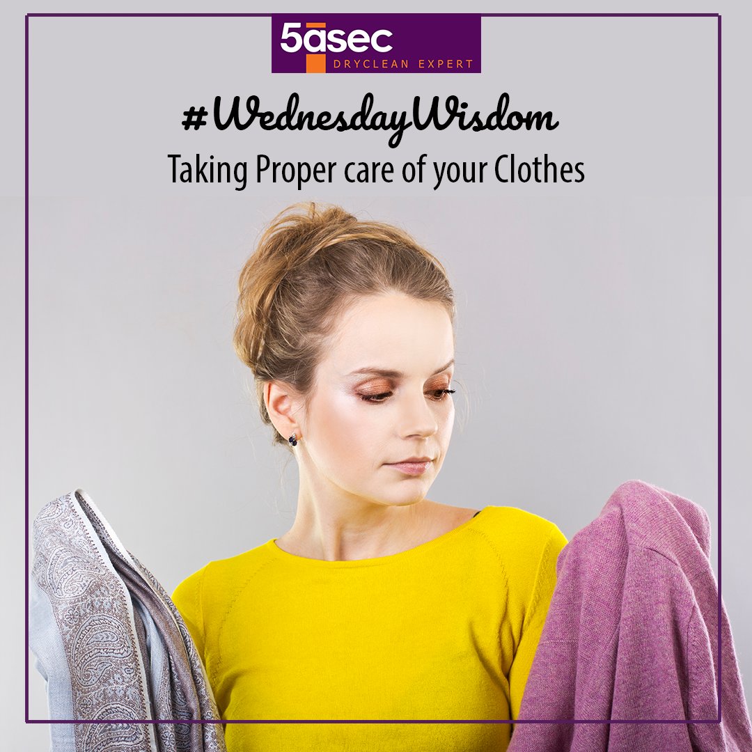 Always check the labels of clothes to decide what kind of treatment they need! or Get 5asec Dry Clean Bag. We will give your clothes the treatment they deserve.

Check out: 5asecindia.com/drycleanbag/

#WednesdayWisdom #Clothing #FashionTips #ClothingTips #LaundryTips #DryClean