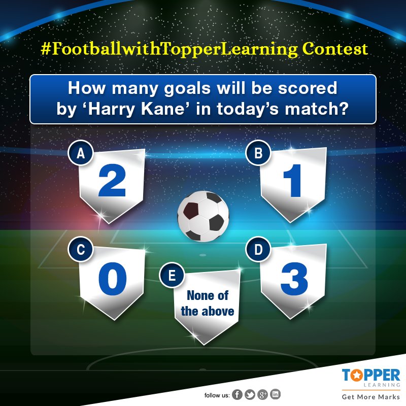 Topperlearning's tweet photo. While yesterday match was unexpected as France overtook Belgium and took place in WC finals’18. Let’s guess for today!
How many goals will be scored by England's star player Harry Kane in today’s match against #Croatia ?
#FootballwithTopperLearning #WorldCup2018 #FIFA #England https://t.co/u2Ee5BNy4S
