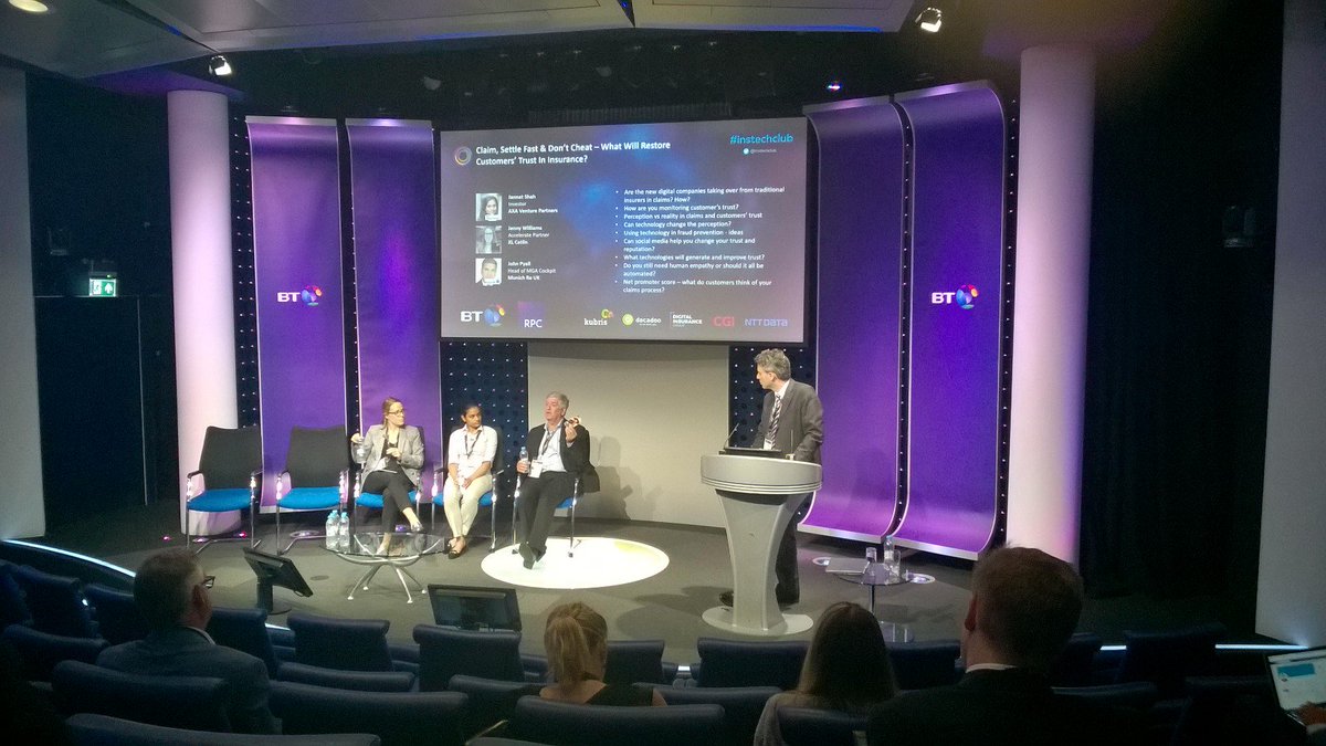 #Instech #club2020 Partner Paul Joukador chairs a session on how to restore #customertrust in #insurance alongside Jenny Williams <a href="/XLCatlin/">XLCatlin</a>, Jannat Shah <a href="/AXAVentures/">Aera Football</a> &amp; John Pyall <a href="/MunichRe/">Memenich Re</a>