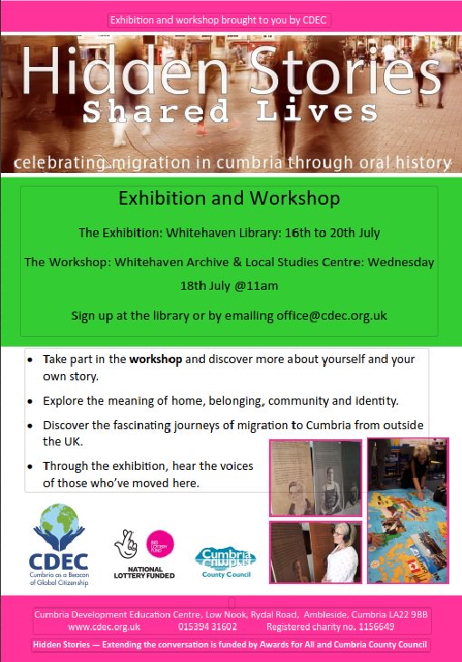 #WhitehavenArchives will be hosting Hidden Stories, Shared Lives workshop run by @CDEC_Cumbria Book now to claim your place.  cdec.org.uk/what-we-offer/… @hssl_cumbria