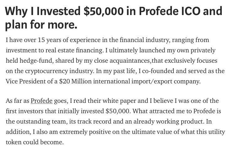 Why I Invested $50,000 in Profede ICO and plan for more...

Read more about this here: ow.ly/I4GJ30kSKth

#Profede