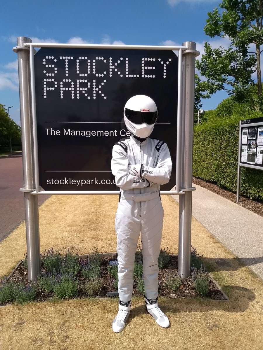 STIG has arrived on #StockleyPark Excitement starts for the #FestivalofSports event week of 16-30July @gpracedriver1 #F1 on #Wednesday18July don't be shy take your pic with #STIG