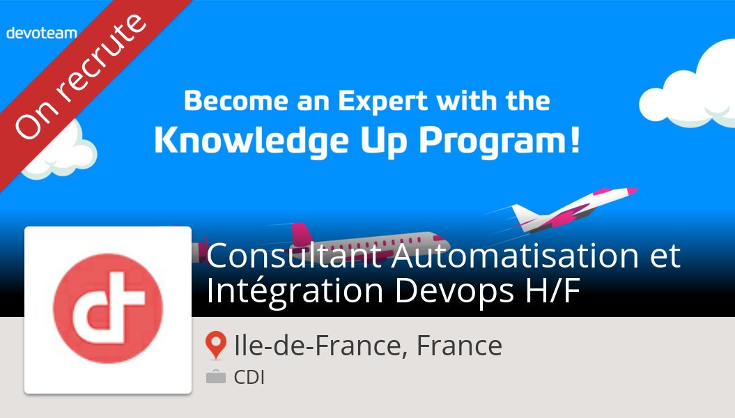 Ma2th_'s tweet photo. Postulez dès maintenant pour #DevoteamFrance en tant que #Consultant #Automatisation et Intégration Devops H/F! (#IledeFranceFrance) #job https://t.co/QAN5bgtV0A https://t.co/ObX7MViWCE