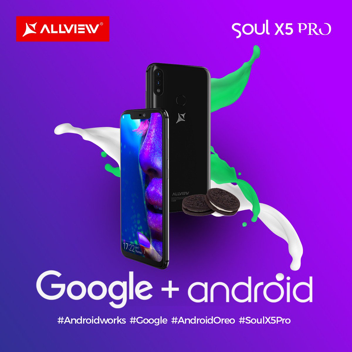 AllviewMobile's tweet image. Our newest flagship, Soul X5 Pro, has been developed in collaboration with Google ™ and Android ™. Soul X5 Pro runs the latest operating system, Android ™ 8.1, Oreo, which is not only the smartest, but also the fastest, strongest, and sweeter than ever. #androidworks