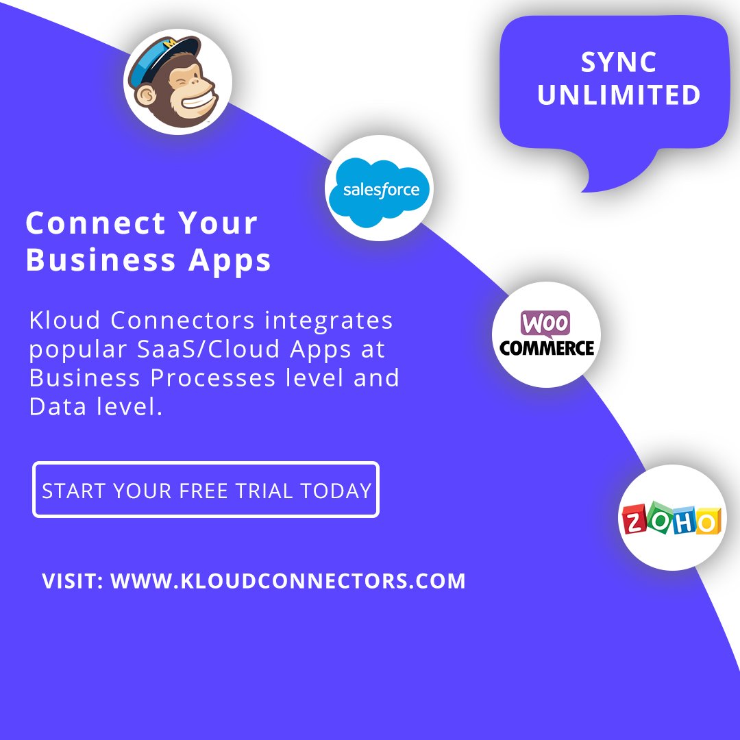 KloudConnectors's tweet image. #Cloud/#SaaS systems have become essential for every business and so is Cloud Connectors. #KloudConnectors #integrates popular business apps in cloud.
Get 15 days free trial.
bit.ly/2NiuYS0