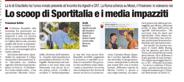 MCriscitiello's tweet photo. Grazie al direttore de Il Tempo e alla collega Schito per lo spazio dedicato a @tvdellosport #sportitaliamercato https://t.co/1UmKPGMosP