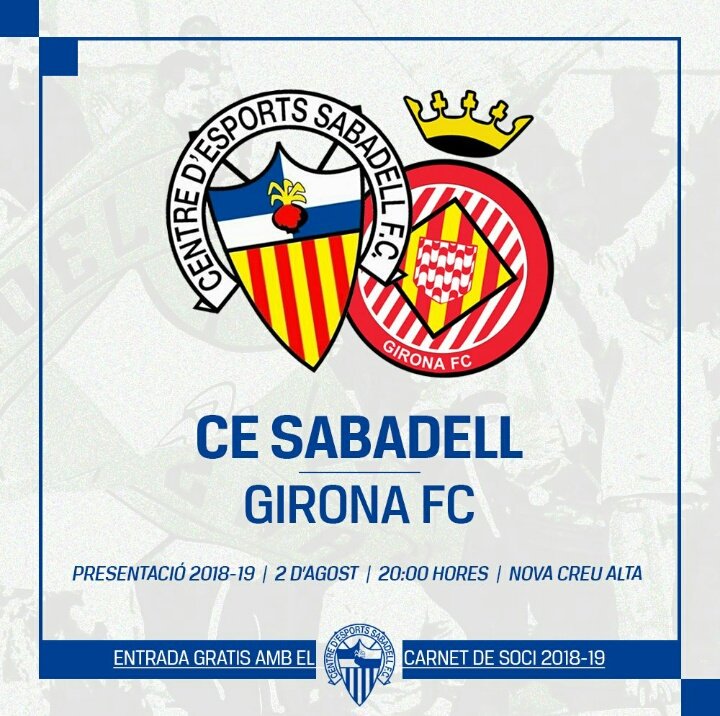 ArnauRubirola's tweet photo. ⚽ | El Girona FC anuncia que disputará un nuevo amistoso de pretemporada el jueves 2 de agosto (20h.) visitando el CE Sabadell.
Reencuentro con los #ExGFC Migue, Felipe Sanchón y Ángel Martínez. #PretemporadaGFC 🔴⚪ https://t.co/Tn9jclbhfJ