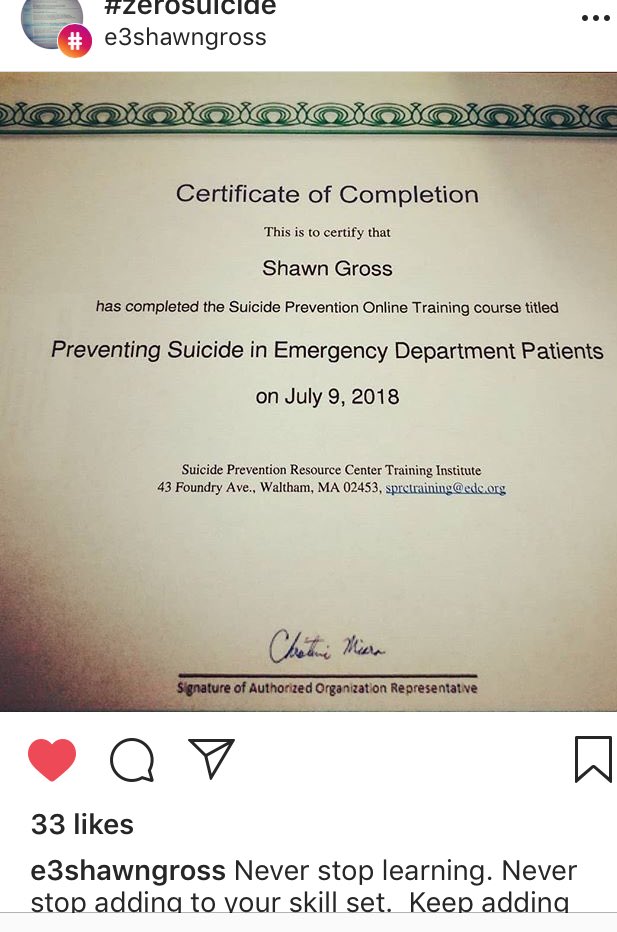 What a great way to start the day, seeing this on social media. Keep learning, applying best practices, and contributing to safer care for those at risk. #ZeroSuicide #SuicidePrevention #EmergencyDepartments training.sprc.org