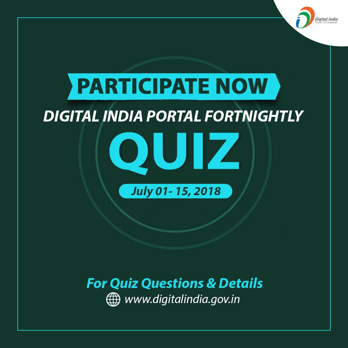 #QuizAlert | Calling out to all digital & tech enthusiasts!

To participate in 'The Digital India Portal Fortnightly Quiz', visit : digitalindia.gov.in

Last date to submit answers : 15 July, 2018. 
#DigitalIndiaQuiz #ParticiapteNow