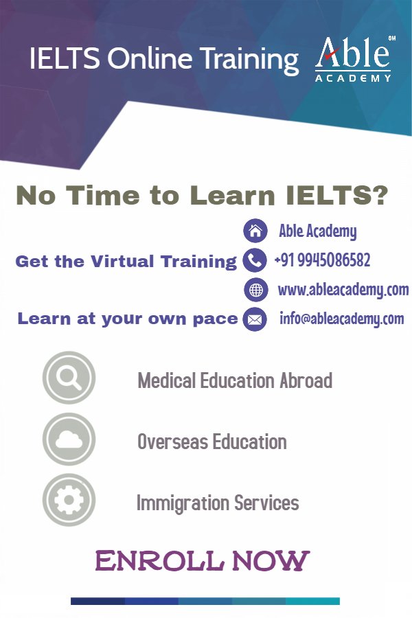 academy_able's tweet image. Not able to find time to Learn #IELTS?
Make your Training At your Own Pace
Get the Virtual Training: bit.ly/IELTS-training