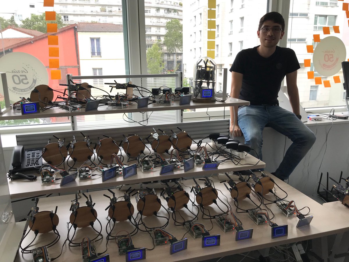 Fabian Rincon next to the 80-node <a href="/OpenMote/">OpenMote</a> OpenTestbed he is deploying at <a href="/inria_paris/">Centre Inria de Paris</a>. Use our instance testbed.openwsn.org, or build your own github.com/openwsn-berkel…! #IoT