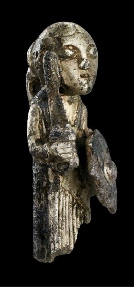 Emerging from the earth, the silver Viking-age valkyrie found in the mud in Funen, Denmark, in 2012. And in her full fierce glory!