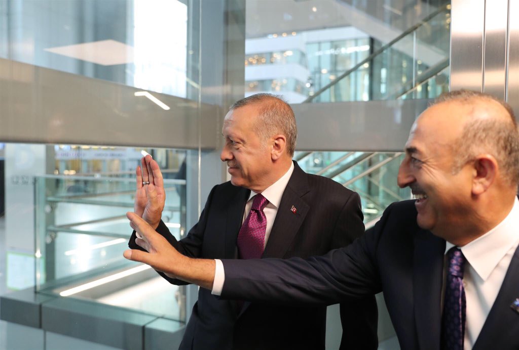 Akparti's tweet photo. Cumhurbaşkanımız Recep Tayyip Erdoğan, NATO Karargahında bulunan NATO Daimi Temsilciliğinin açılışını Milli Savunma Bakanı Hulusi Akar ve Dışişleri Bakanı Mevlüt Çavuşoğlu ile gerçekleştirdi. https://t.co/RzNCrhXVd1