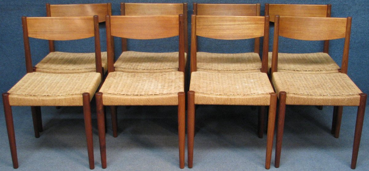 Airport Antiques On Twitter Set Of 8 Danish Teak Woven Chord