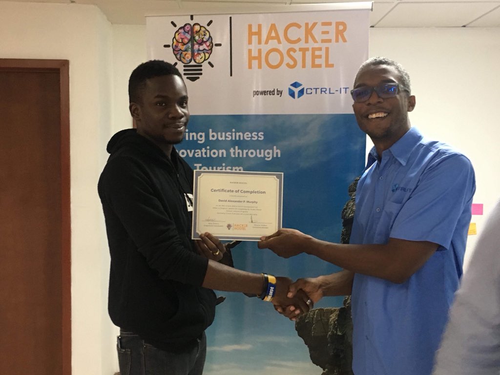 HackerHostelJM's tweet photo. Hacker Hostel Summer Solutions Programme 2018 Graduation 🇯🇲Congratulations Grads! Big things to come...Looking forward to our Trinidad participants 🇹🇹#HACKERHOSTEL2018 #CTRLITJAMAIACA #ILIVEWHEREYOUVACATION #STARTUPLIFE #inclusion #diversity #tech #innovation #jamaica https://t.co/983YOWlepr