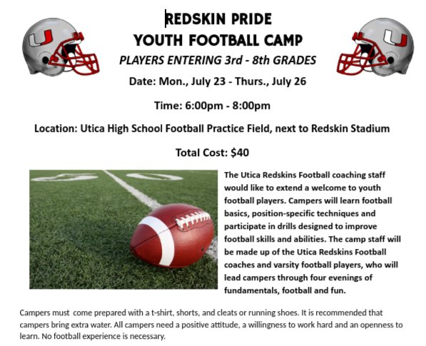 Utica Redskins Football on Twitter: "Redskin Pride Youth Football ... Utica Redskins Football on Twitter: "Redskin Pride Youth Football ...
