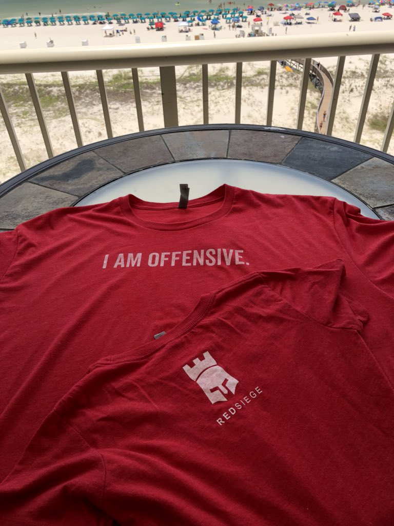 TimMedin's tweet image. Kiddo and I sporting the new shirts at the beach today. Why a new design you ask? Because let’s be honest, the old design was terrible. 
Got a lot of compliments as well as a number of questions about playing on an offensive line. #BigGuyProblems