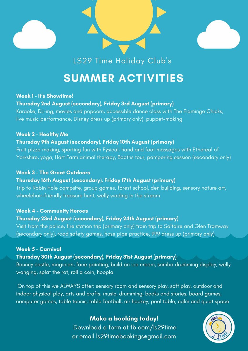 We still have a few places left on our Summer Holiday Club ☀️ #Ilkley #specialneeds #holiday #activities