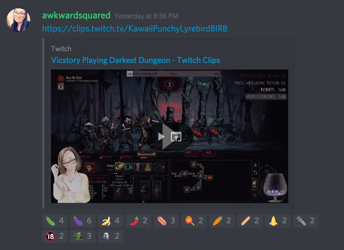 FreudianStitch's tweet image. Last night during stream @awkward_squared clipped me and posted it in my Discord. My chat proceeded to react with every phallic emote they could find and then some. I couldn't be more proud.