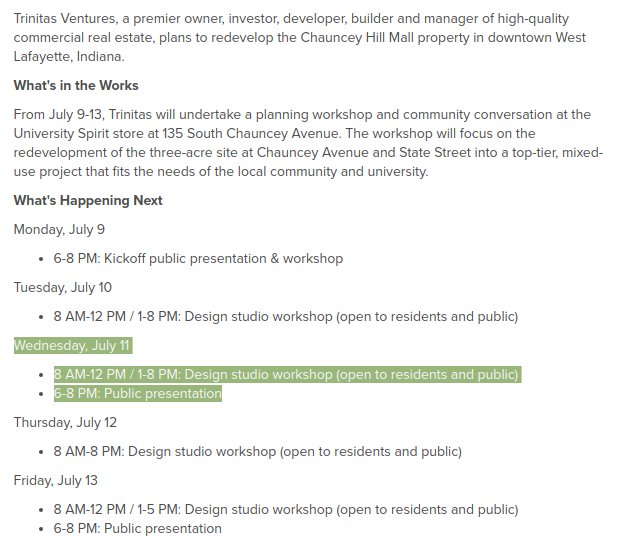newchauncey's tweet photo. Good morning neighbors!  More meetings (in the old University Spirit) about the Chauncey Mall development in downtown @WestLafayetteIN.

Presentation tonight at 6pm.

Spread the word!

#greaterlala https://t.co/InYGyqeIRH