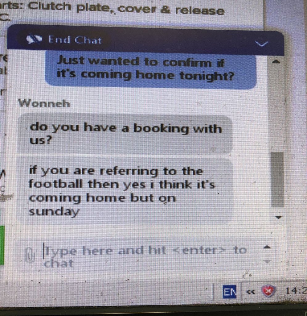 mitchgray4's tweet photo. Even the help chat bod knows...#Itscominghome #worldcup #ENGCRO #CROENG #threelions #harrykane https://t.co/XLbeWtKeFa