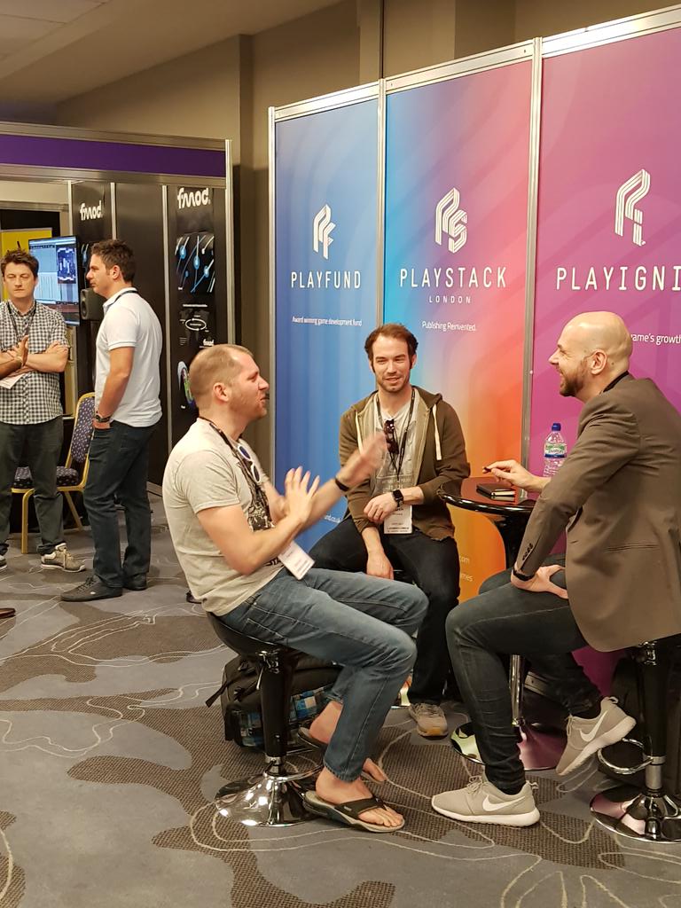 HolmRecruitment's tweet photo. @PlayStackGames @developconf Matt &amp; Rob in action https://t.co/06YJZcWqCI