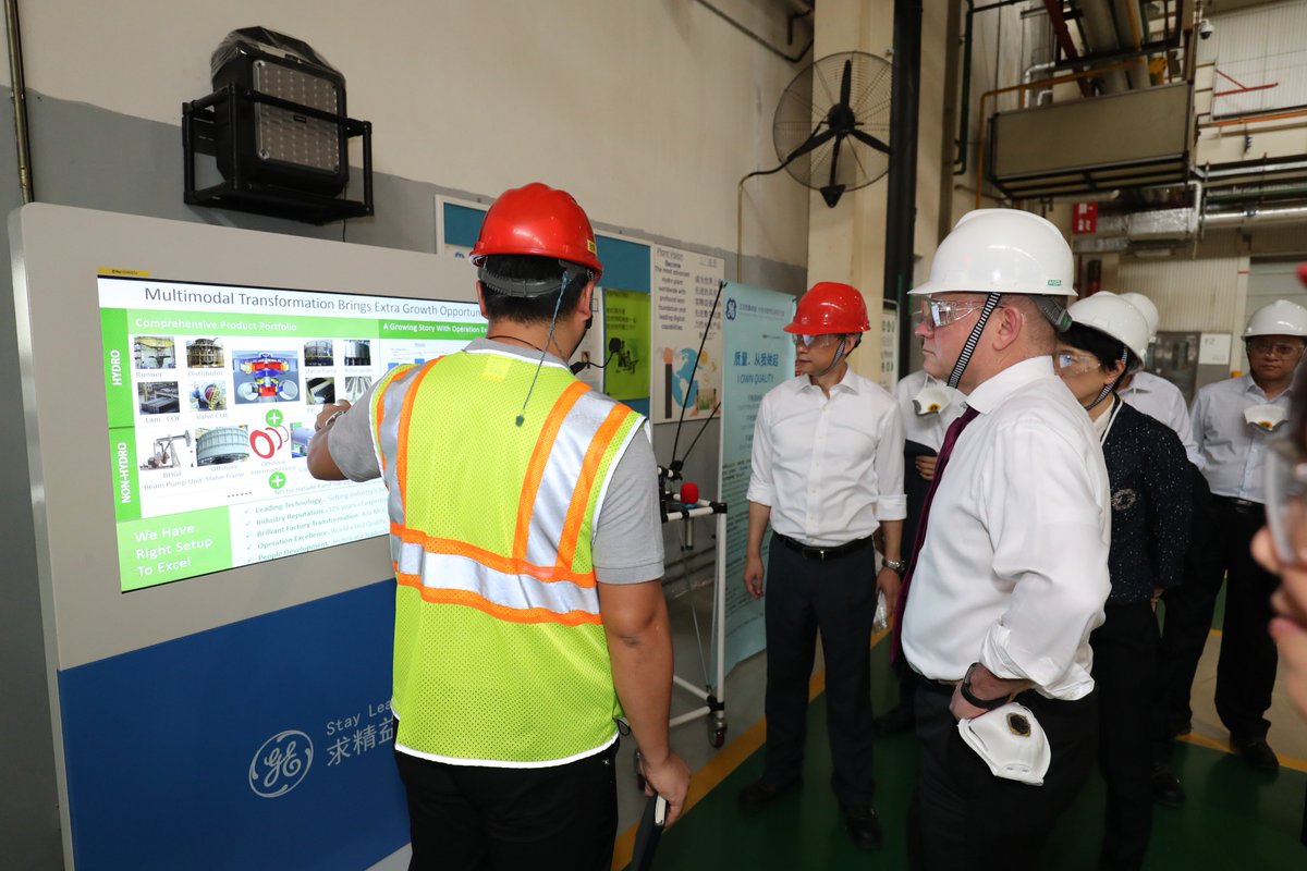 JohnFlannery_GE's tweet photo. Great visit with our teams in China. Took a tour of our Hydro Tianjin Plant and saw our lean manufacturing capabilities. Hosted a Townhall in Beijing to hear questions from local teams and met with our Customer Hero Representatives, recognized for their impact with customers. https://t.co/wcG0JNy8xX