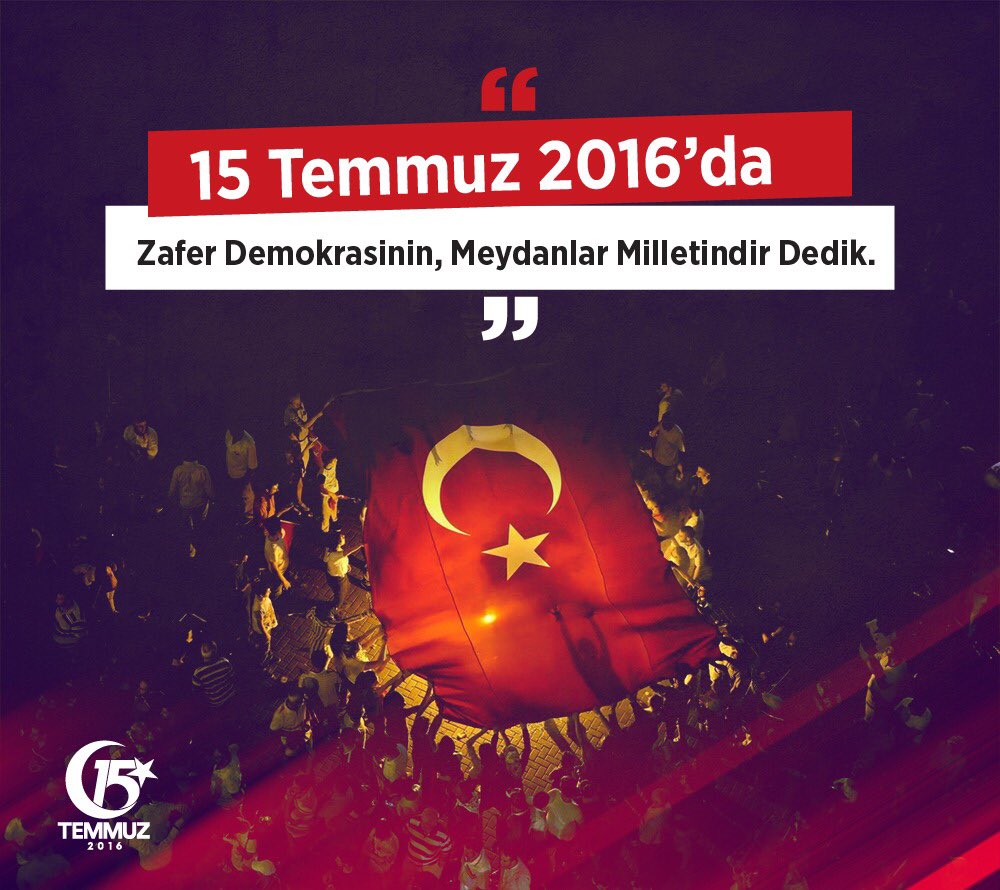 Vatanın gerçek sahipleri demokrasiye sahip çıktı.
#DemokrasimizeSahipÇıktık