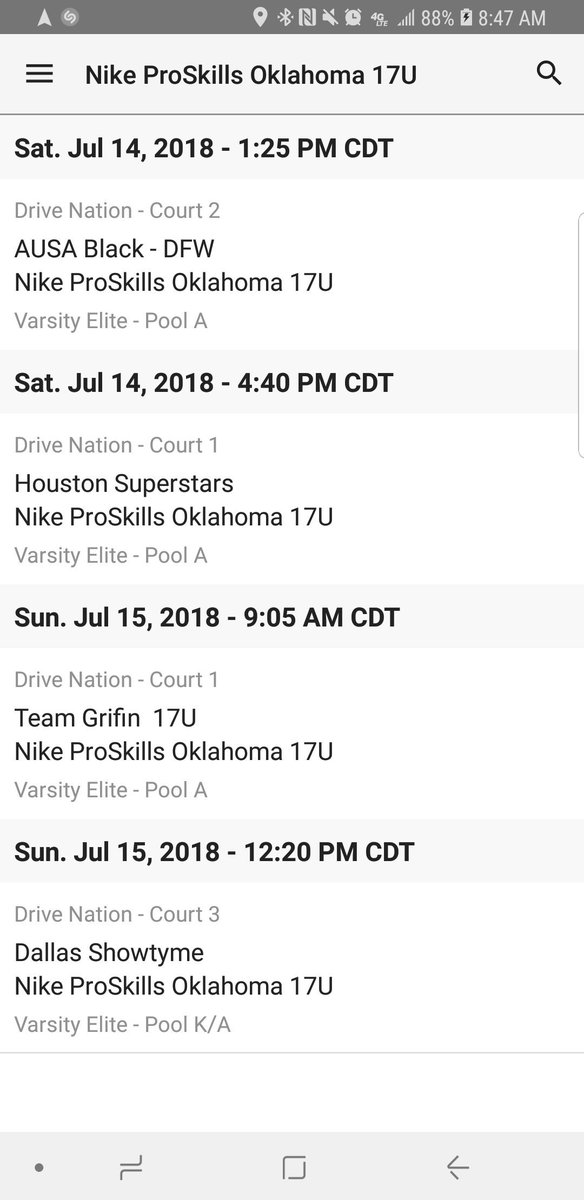 Nike Pro Skills Oklahoma 17U Schedule