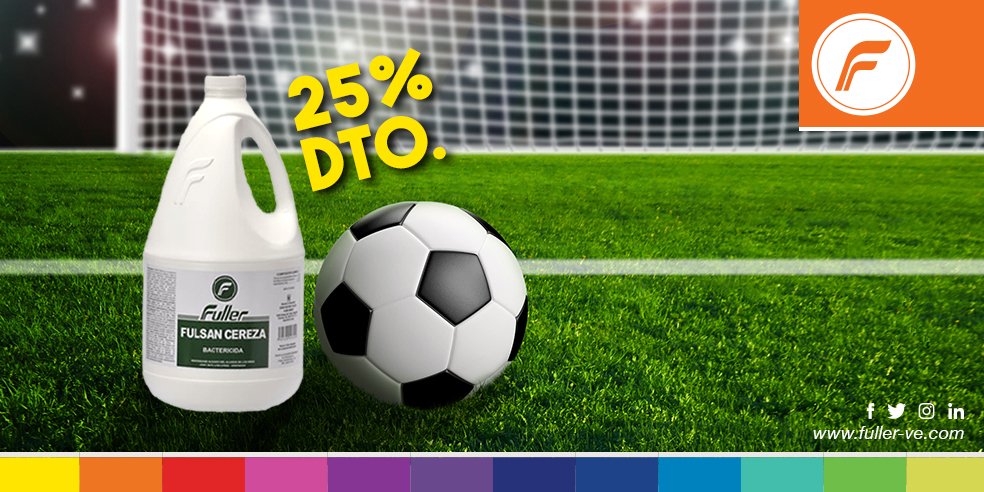 Fuller_ve's tweet photo. En este #Mundial2018 haz tu jugada y lleva nuestro #Fulsan con 25% de descuento en todas las #TiendasFuller a nivel nacional. ¡Búscalo en su presentación Galón o 1/2 Galón hasta el 31 de julio! #Fuller #Limpieza #Descuento #Promocion https://t.co/KzwT92XKSc