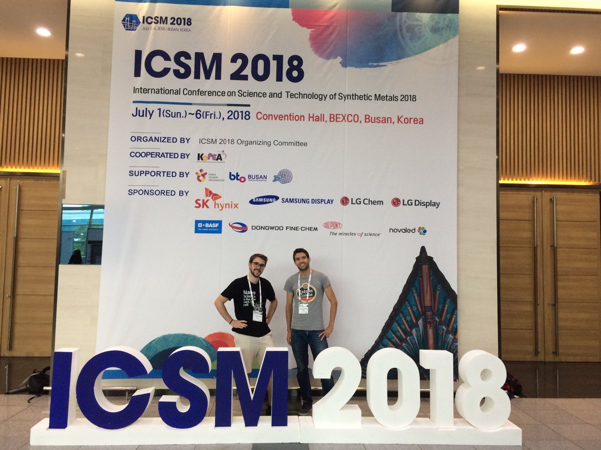 icmabCSIC's tweet photo. Xabier Rodriguez, best poster award, and Martí Gibert, contributed talk, both from the #NANOPTO group, at the #ICSM in Korea #ICMABmoves https://t.co/OLDuj0nsdh https://t.co/ph6k0UFKYF