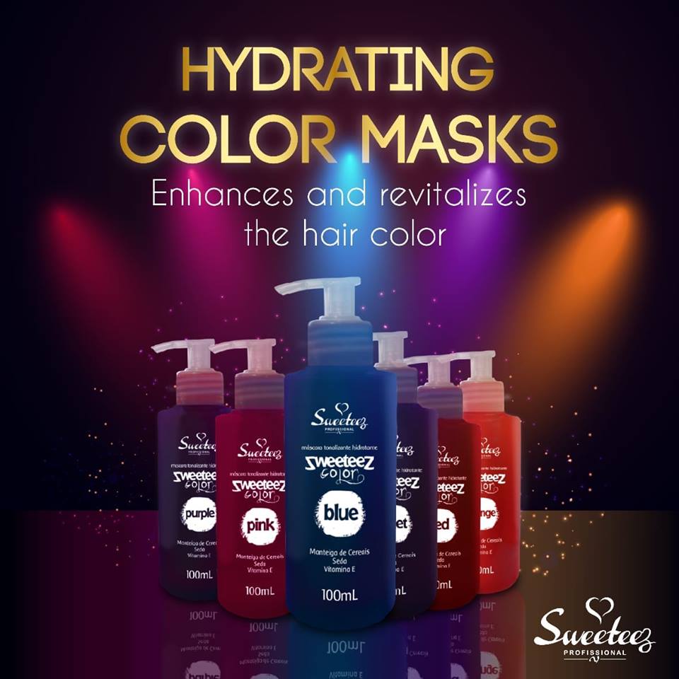 SweeteezPro's tweet image. Sweeteez Colors are Hydrating Toner Masks with direct pigments. Enhances and revitalizes the hair color, being indicated between a permanent color and another. #SweeteezProfissional #Sweeteez #GoldCaviar #HairDryer #Export #HairProduct #BeautifulHair #HairProtein #StraightHair