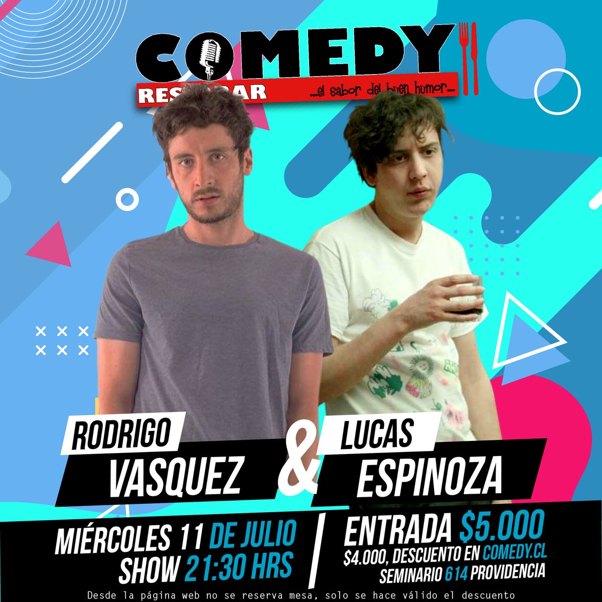 comedyrestobar's tweet image. Hoy!!
Duplaza f #miercoles 😀
Imperdible noche junto a 
#Altoyoyo &amp;amp; #LucasEspinoza
#standupcomedy 
Pagas tu #entrada en bar 
Restobar abierto dsd 20hrs.