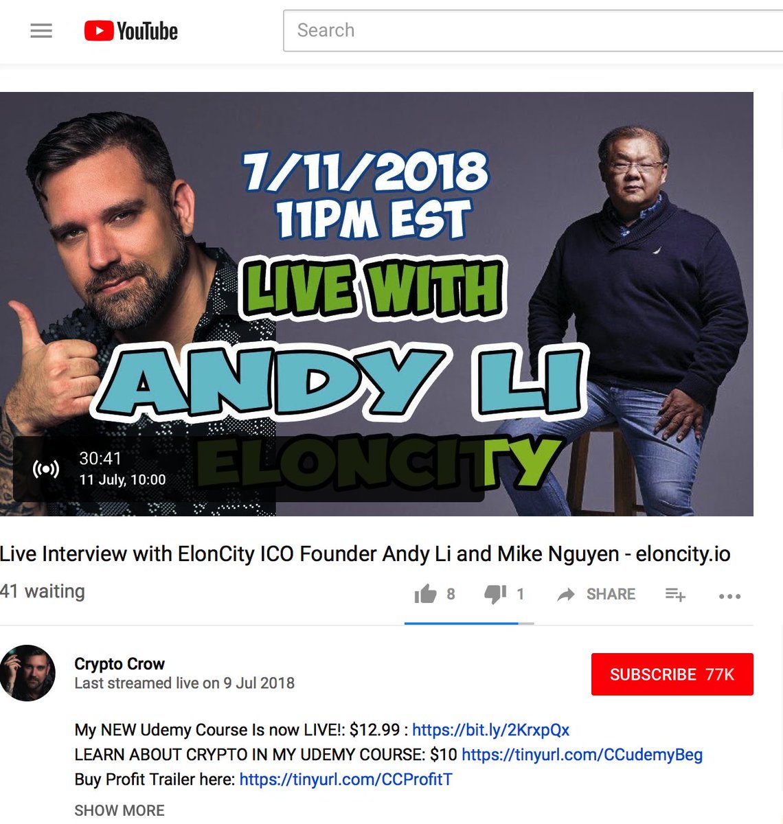 30 minutes to go for our AMA with Crypto Crow. Exclusive link to watch the live streaming video: bit.ly/2L3FbDe. Don’t miss out! #eloncity #blockchain #AMA #microgrid #energy #electricity