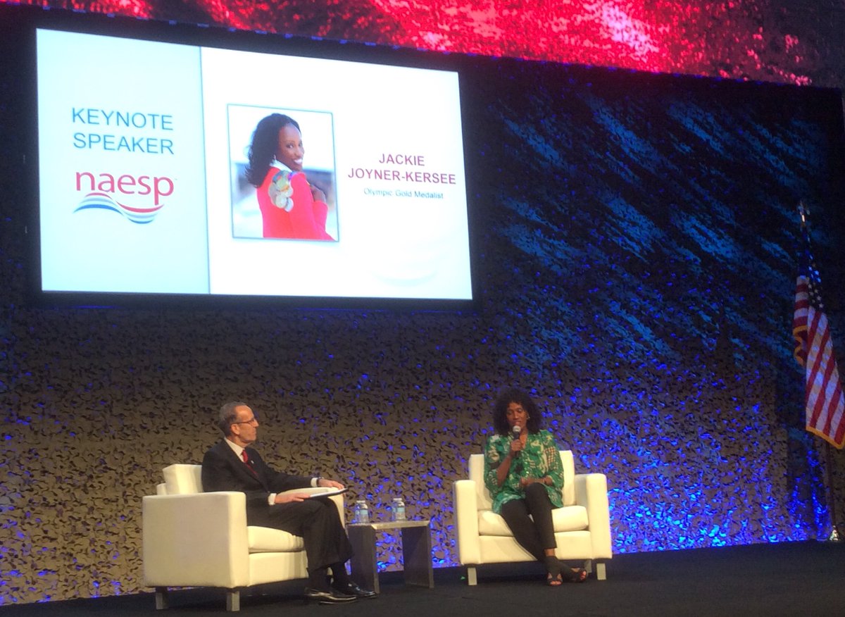 Famous US Olympian Jackie Joyner-Kersee, interviewed by Dr. Franks, at the NAESP conference.  Such a pleasure to meet her and hear her story!