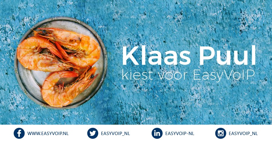 Klaas Puul BV, één van de meest toonaangevende producenten van verse voedselproducten in Europa, kiest voor EasyVoIP! Vanaf deze maand genieten zij naast de enorme maandelijkse kostenbeparing, nu ook van 100% betrouwbaarheid en de nieuwste functionaliteiten van #VoIP telefonie.