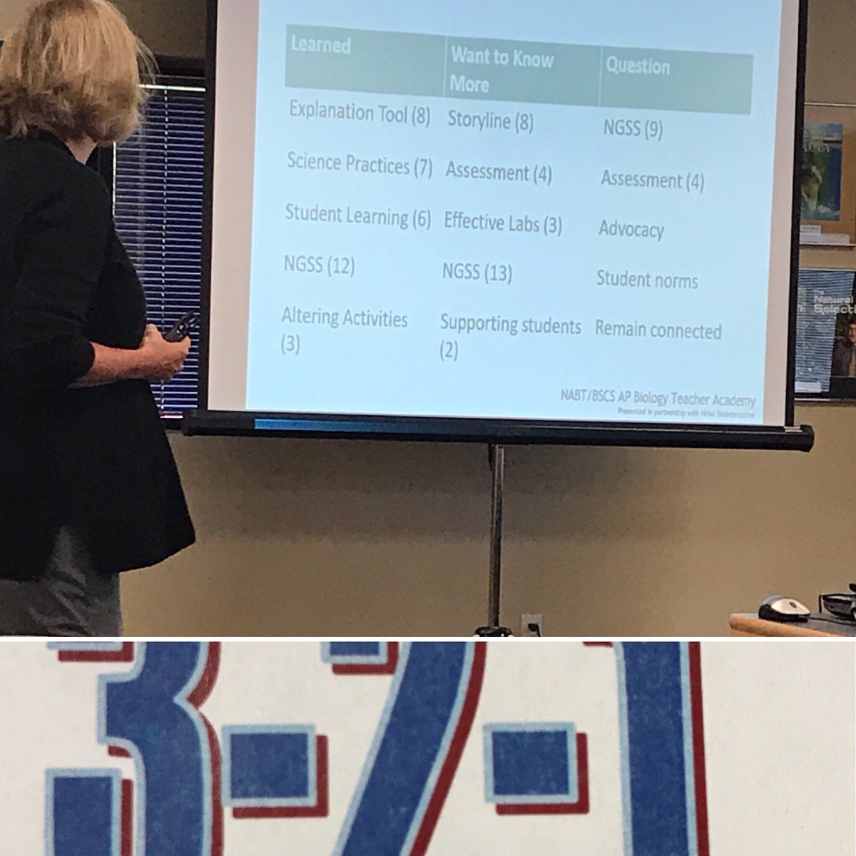 Dassel's tweet photo. @CindyGay debriefing #321 from Tuesday @NABT_News @BSCSorg #APBioTeachAcad https://t.co/oHPA79qPCM