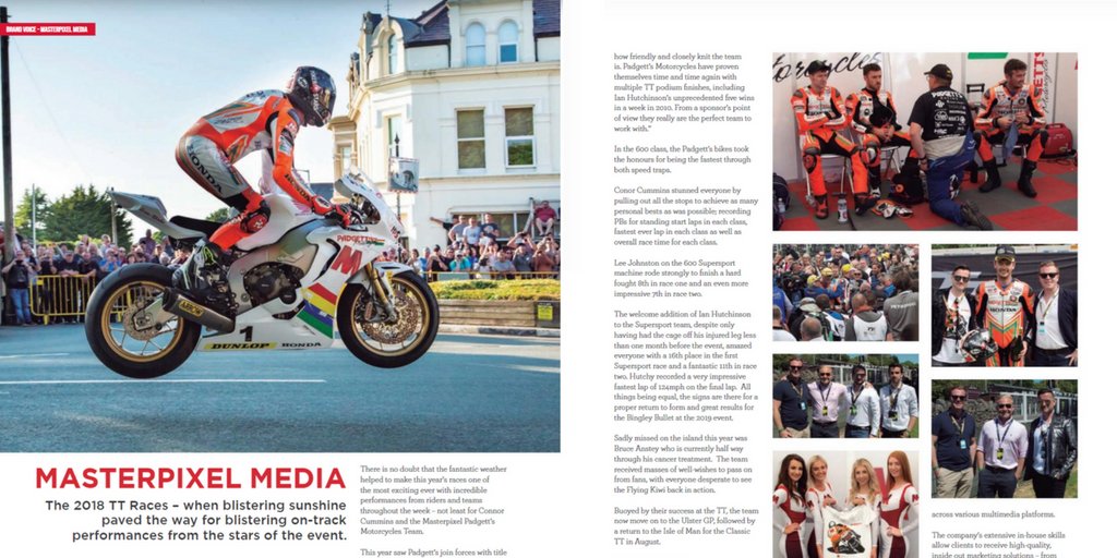Our feature in this months <a href="/GalleryIOM/">Gallery - IOM</a> Magazine! Sponsoring the incredible <a href="/PadgettsRacing1/">Padgetts Motorcycles</a> team at this years #IsleofManTT 🏍️💨: bit.ly/2zsVEML

#IOMTT #Isleofman #IOMBusiness