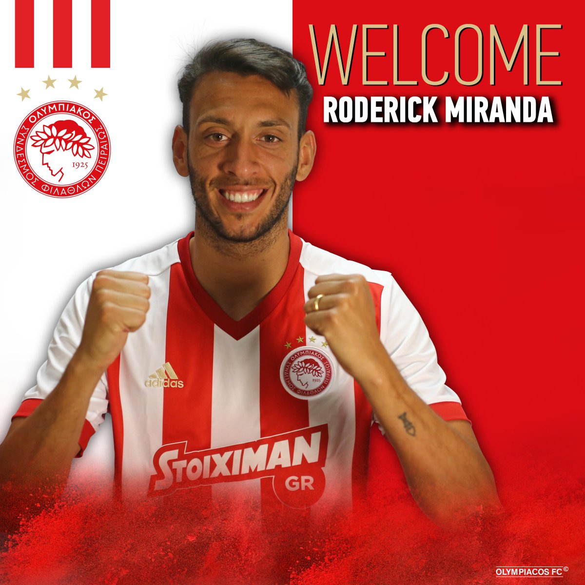 olympiacosfc's tweet photo. Ρόντερικ Μιράντα καλώς όρισες στον Ολυμπιακό! / Roderick Miranda welcome to Olympiacos!
#olympiacos #welcome #RoderickMiranda #WelcomeRoderick https://t.co/lN7pSaVN4h