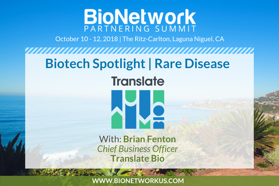 BioNetwork's tweet photo. We are delighted to welcome Brian Fenton, Chief Business Officer at @TranslateBio to this year's #BioNetwork event! Download the 2018 agenda to learn more: https://t.co/wIIsPerInP https://t.co/QHfApZIyJy