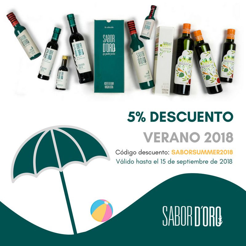 SaborDeOro's tweet photo. Este verano, disfruta de un descuento del 5% en nuestra tienda online https://t.co/nF8Cypwscb usando el código SABORSUMMER2018. Además, recuerda que para pedidos a península y baleares, los portes son GRATIS. #sabordeoro #aceitedeolivavirgenextra #aove #descuento #OfertaEspecial https://t.co/iGyASTM7Mu